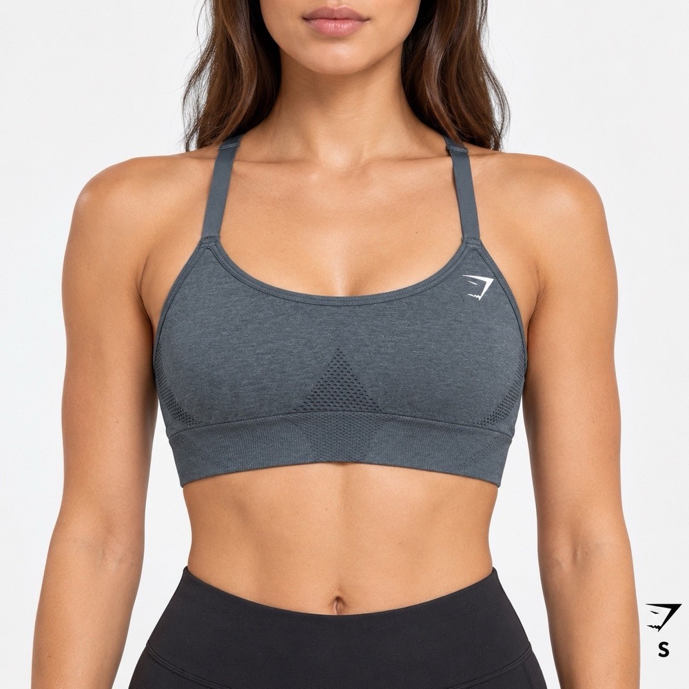 Gymshark Vital Seamless Minimal Sports Bra Womens S Gray Marl Adjustable